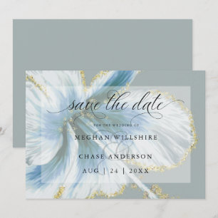 Staubblau-tropische Blumen-Aquarell-Save-the-Date Save The Date