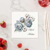 Staubblau und Baumwollhochzeit Serviette (Beispiel)