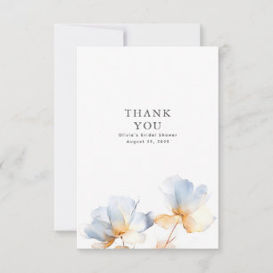 Staubblau und Gold Florales Dankeschön Dankeskarte