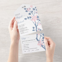 Staubblau und rosa Zweig mit Blumen Hochzeit