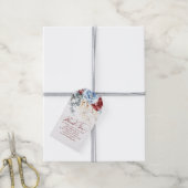 Staubblau und rote Blumen Boho Dankeschön Geschenkanhänger (Mit Garn)
