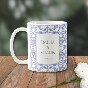 Staubblau- und Weiß Hochzeit im Vintage-Stil Kaffeetasse
