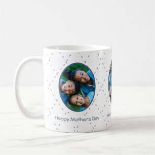 Staubblau und weißer benutzerdefinierter Text Kaffeetasse