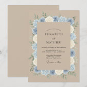 Staubblau Verfeinerte Rustikale Hochzeit Einladung (Vorne/Hinten)
