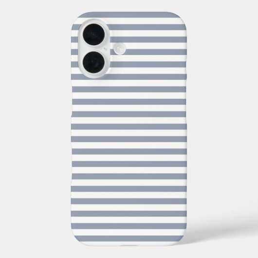 Staubblau & Weiß süß horizontal gestreift Case-Mate iPhone Hülle (Rückseite)