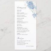 Staubblau-weiße Aquarell-Hochzeitszeremonie Programm (Rückseite)