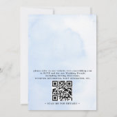 Staubblau Weiße Blumen Budget QR Code Hochzeit Einladung (Rückseite)