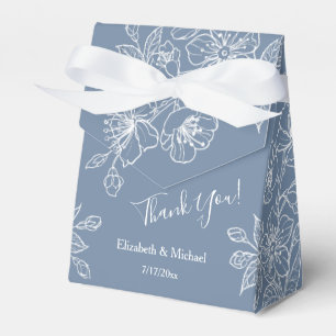 Staubblau Weiße Blüten   Individuelle Hochzeit Geschenkschachtel