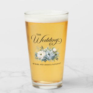 Staubblau Weiße Florale Hochzeitsgunst Glas