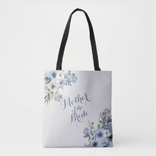 Staubblau Weiße Florale Mutter der Braut Tasche