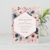 Staubblaue Anemone Hochzeit Einladung (Stehend Vorderseite)