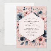 Staubblaue Anemone Hochzeit Einladung (Vorne/Hinten)