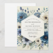 Staubblaue Anemone Hochzeit Einladung (Vorne/Hinten)