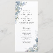 Staubblaue Aquarell-Blumen-Hochzeitszeremonie Programm (Vorderseite)
