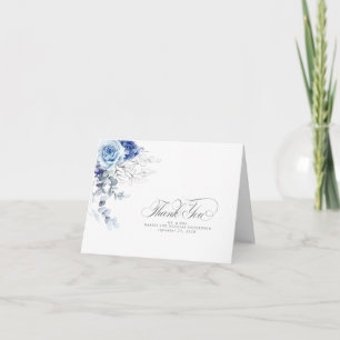 Staubblaue Aquarellblumen Boho Dankeschön Dankeskarte