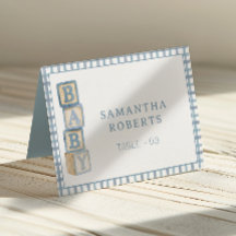 Staubblaue Babyblock Editable Pavillon-Karten