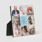 Staubblaue Babynamen-Geburtsstatistik-Fotocollage Fotoplatte (Vorderseite)