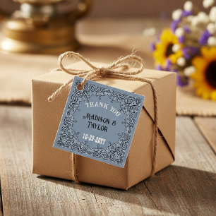 Staubblaue Bandana-Dankeschön-Hochzeit auf dem Lan Geschenkanhänger