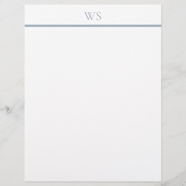Staubblaue Bar-Monogramm-Briefkopf-Papeterie Briefbogen (Vorderseite)