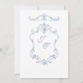 Staubblaue Barock-Hochzeit Einladung (Rückseite)