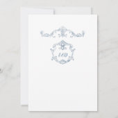 Staubblaue Barock-Hochzeit Einladung (Rückseite)