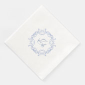 Staubblaue barocke Monogramm-Hochzeitsserviette Serviette (Ecke)