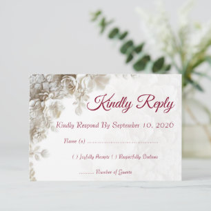 Staubblaue Beige Blumen Gold Geometrische RSVP Kar Karte