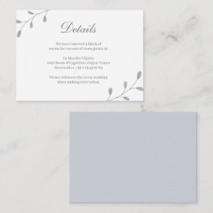 Staubblaue Blätter Botanische Hochzeitshotel-Detai Begleitkarte
