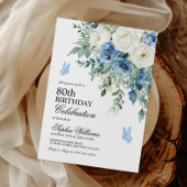 Staubblaue Blumen 80. Geburtstag Einladung