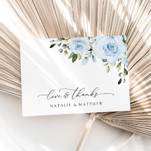 Staubblaue Blumen, Grün, Boho, Florale Hochzeit Dankeskarte