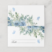 Staubblaue Blumen Hochzeit  Platzkarte (Außenseite Aufgefaltet)
