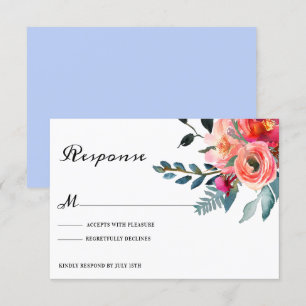 Staubblaue Blumen Hochzeit RSVP Einladung