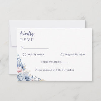 Staubblaue Blumen-Hochzeitsantwortkarte RSVP Karte