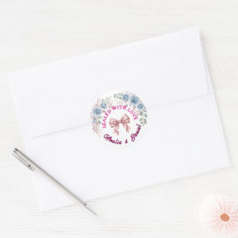 Staubblaue Blumen-Hochzeitssiegel-Aufkleber Runder Aufkleber