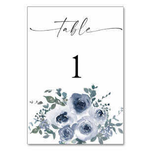Staubblaue Blumen Hochzeitstisch Zahlen Tischnummer