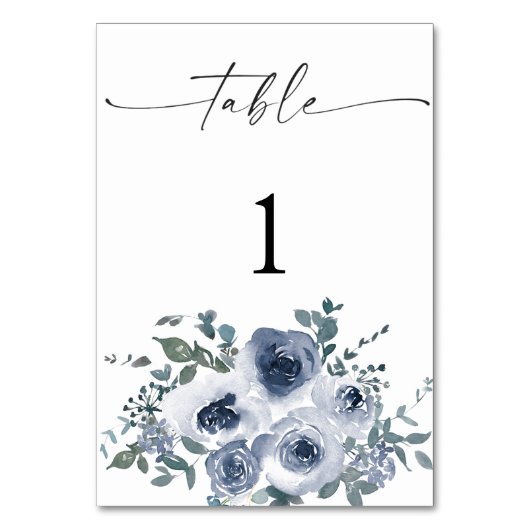 Staubblaue Blumen Hochzeitstisch Zahlen Tischnummer (Vorderseite)