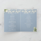 Staubblaue Blumen-Lichterkette Hochzeit Programm (Innenseite)