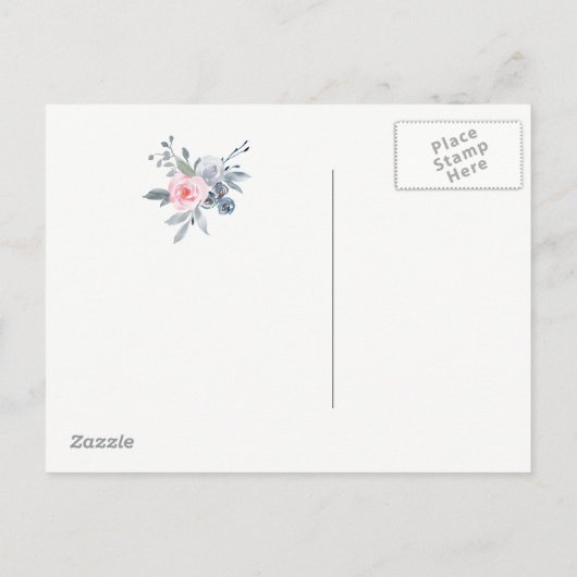 staubblaue Blumen Save the Date Ankündigungspostkarte (Rückseite)