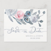 staubblaue Blumen Save the Date Ankündigungspostkarte (Vorderseite)