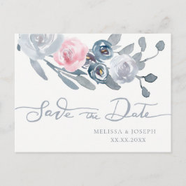 staubblaue Blumen Save the Date Ankündigungspostkarte