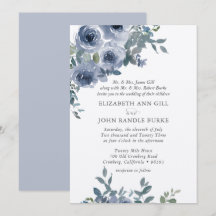 Staubblaue Blumen- und Graue formelle Hochzeitsein
