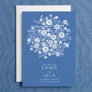 Staubblaue Blumenbouquet Karte zur Vorankündigung 