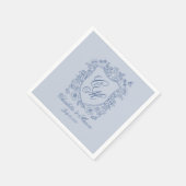 Staubblaue Blumenwappen-Hochzeitsmonogramm-Serviet Serviette (Ecke)