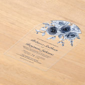 Staubblaue Blumige Hochzeit Acryleinladungen (Ablage )