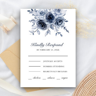 Staubblaue Blumige Hochzeit RSVP Karte