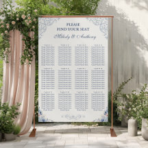 Staubblaue Blumige Hochzeit Sitzordnung