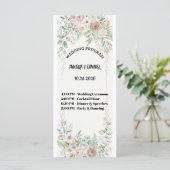 Staubblaue Blumige Hochzeitsprogrammkarte Programm (Stehend Vorderseite)