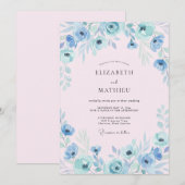 Staubblaue Blütenbogen-Hochzeit Einladung (Vorne/Hinten)