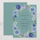 Staubblaue Bogenhochzeit Einladung (Vorne/Hinten)