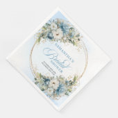 Staubblaue Boho-Blumen Gold-Glitter-Rahmen Serviet Serviette (Ecke)